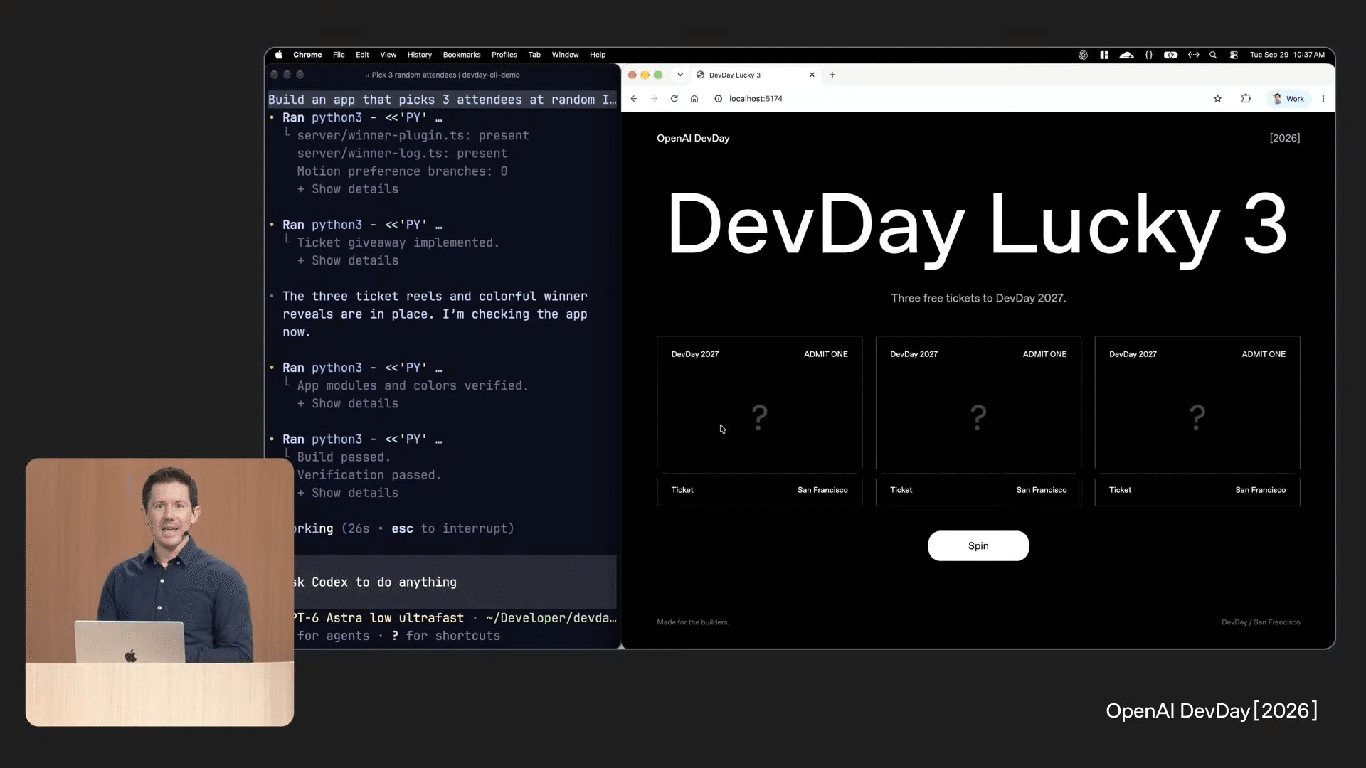 来年の DevDay のチケットを当てる抽選アプリ