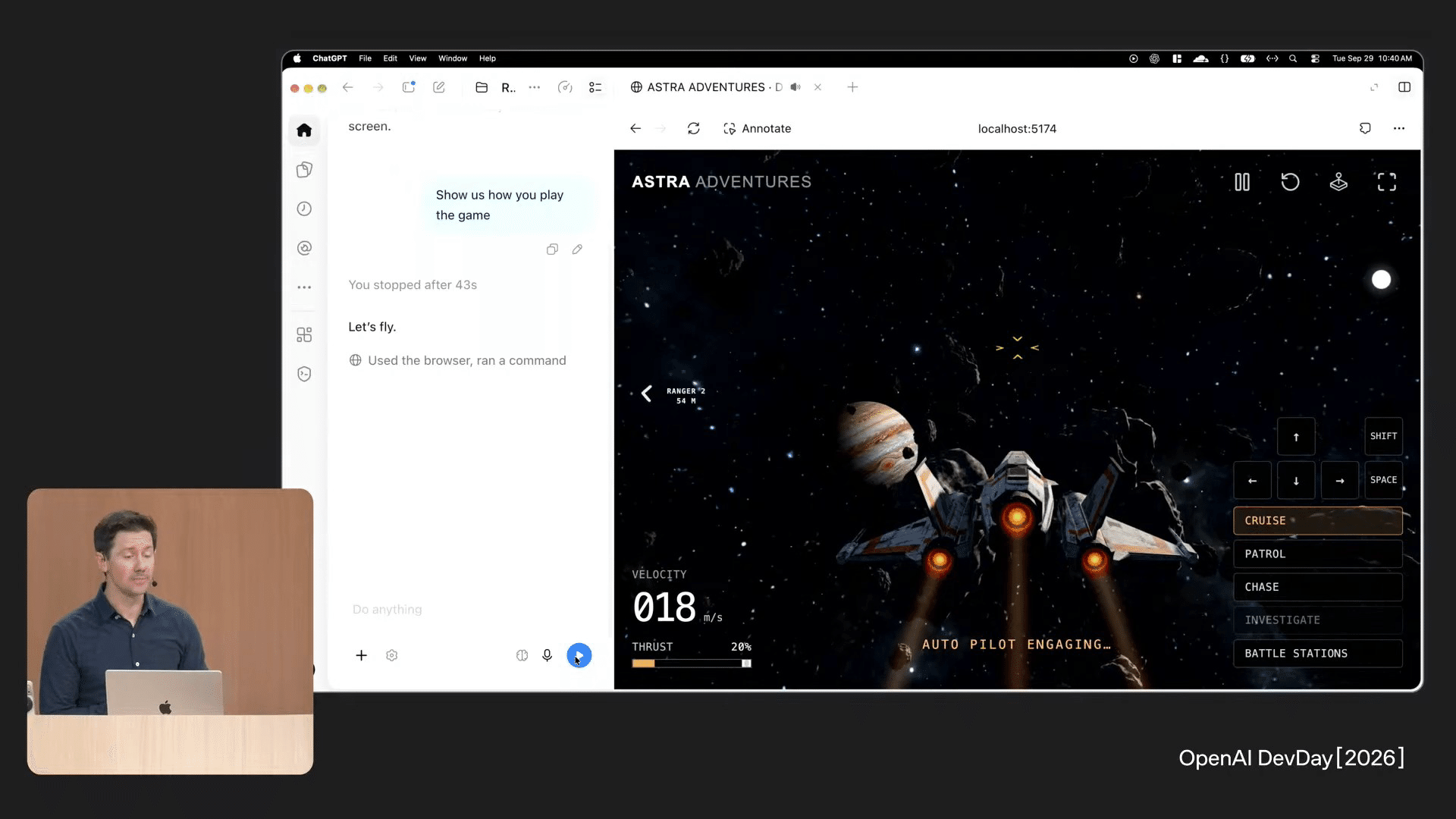 Astra が自作のゲームを遊ぶデモ